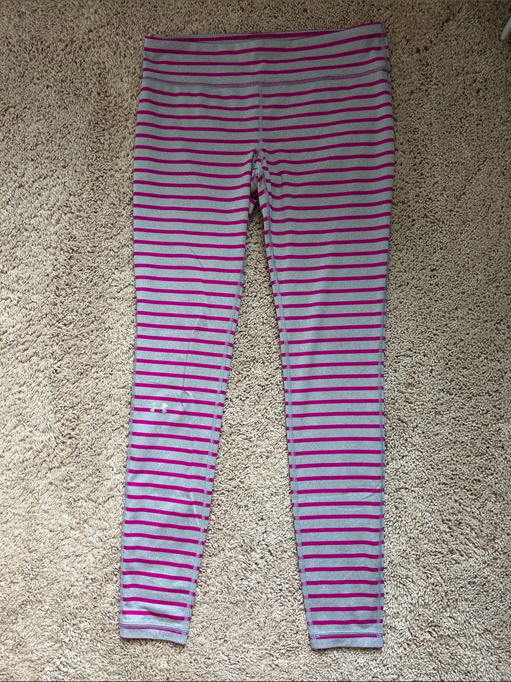 Under Armour Gray and Pink Striped Leggings - Slim Fit